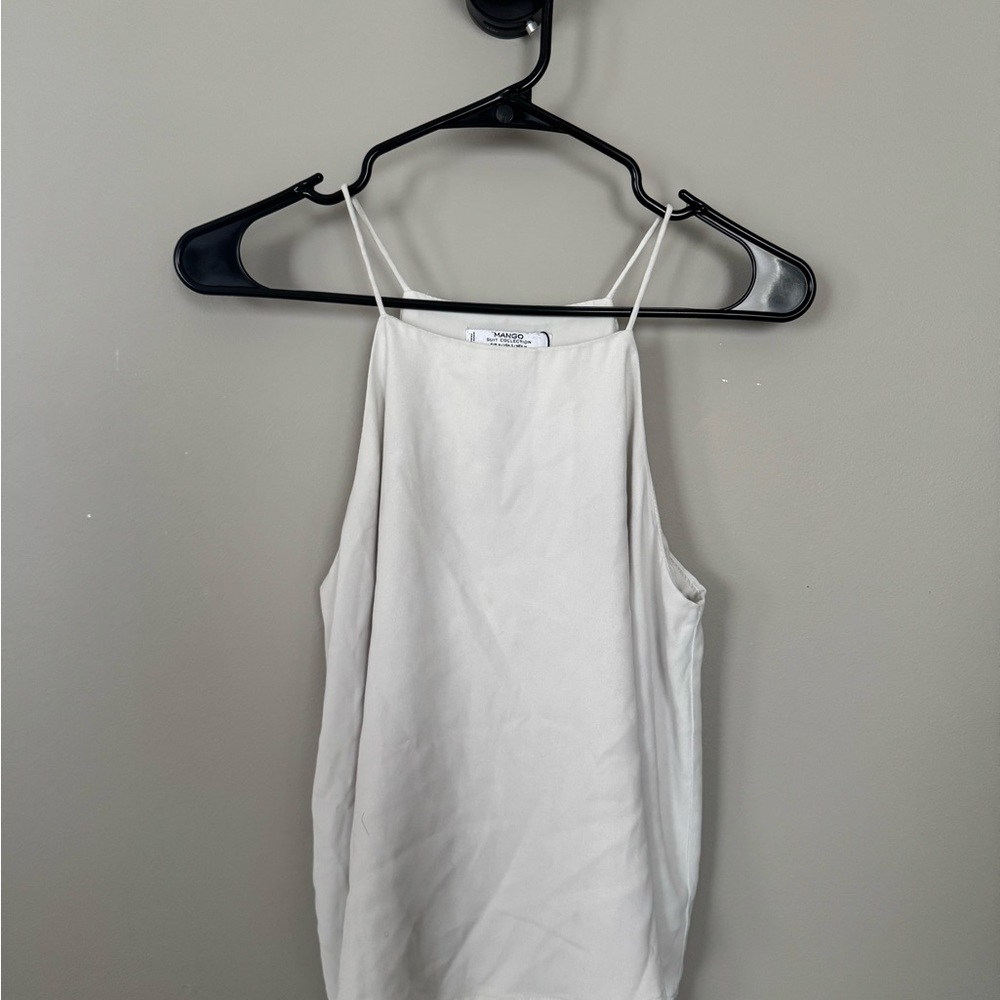 Mango White Fitted Sleeveless Camisole Top
